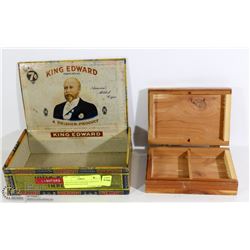 VINTAGE KING EDWARD TOBACCO BOX AND WOODEN BOX