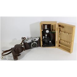 VINTAGE SMALL MICROSCOPE AND WALZ WIDE CAMERA