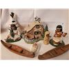 Image 1 : CERAMIC NATIVE ORNAMENTS & LOG CABIN C