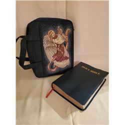 HOLY BIBLE WITH EMBROIDERED CARRY CASE