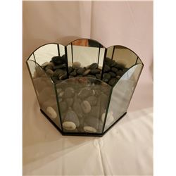 GLASS & MIRROR TERRARIUM WITH STONES