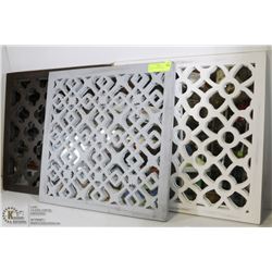 3 WOOD AND MIRROR WALL DECOR SET