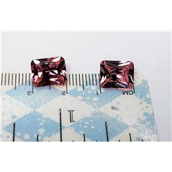6)  LOT OF 2 EMERALD CUT PINK ZIRCON