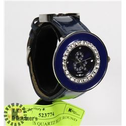 NEW LADIES QUARTZ BLUE ROUND FACE