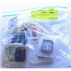 BAG W/ 10 MEMORY CARDS - INCL. 16 MB,