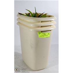 3 SMALL OVAL RUBBERMAID GARBAGE CANS