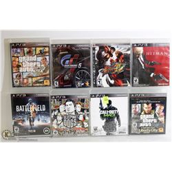 BUNDLE OF 8 PS3 GAMES; GTA 5/ GTA IV/ COD MW3/