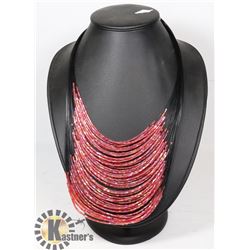 MULTI LAYERED RED BEAD NECKLACE