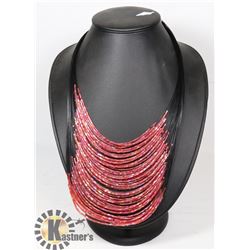 MULTI LAYERED RED BEAD NECKLACE