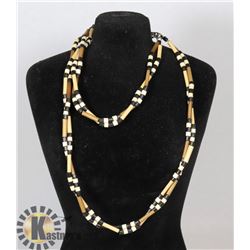 WOODEN BEAD NECKLACE AND BRACELET SET