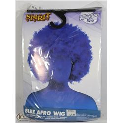 NEW SUPER SKINS ADULT HALLOWEEN WIG; BLUE AFRO