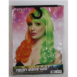 NEW SUPER SKINS ADULT HALLOWEEN WIG; NEON RAVE