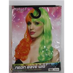 NEW SUPER SKINS ADULT HALLOWEEN WIG; NEON RAVE