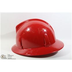 BRAND NEW RED ADJUSTABLE HARD HAT; MSA