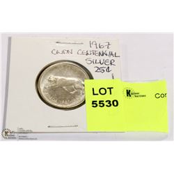 1967 CNDN CENTENNIAL SILVER 25 CENT PC