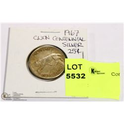 1967 CNDN CENTENNIAL SILVER 25 CENT PC