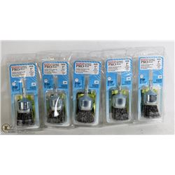 LOT OF 5 OSBORN PRO CRIMPED WIRE END 1" BRUSH