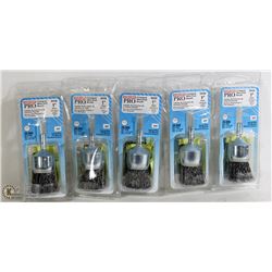 LOT OF 5 OSBORN PRO CRIMPED WIRE END 1" BRUSH