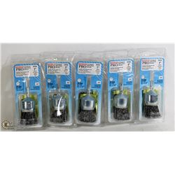 LOT OF 5 OSBORN PRO CRIMPED WIRE END 1" BRUSH