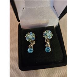 PAIR OF VINTAGE ESTATE COLORED RHINESTONE EARRINGS