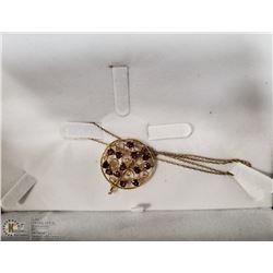 STERLING SILVER .925 GOLD OVERLAY GARNET NECKLACE