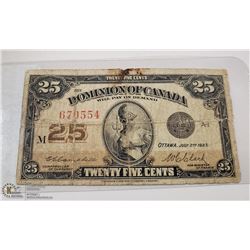 CANADA 1923 TWENTY FIVE CENTS