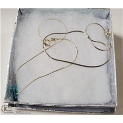 SET OF 2 SILVER ANKLETS. ONE WITH A. SILVER TURQ