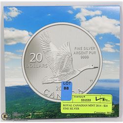 ROYAL CANADIAN MINT 2014 - $20 FINE SILVER