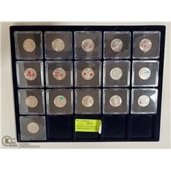 DISPLAY OF 16 CANADIAN QUARTERS MOSTLY COLOUR