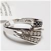 Image 2 : 11) 10KT WHITE GOLD BLACK DIAMOND RING. SIZE 5.75
