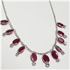 Image 1 : 12) 10KT WHITE GOLD RUBY & DIAMOND NECKLACE