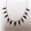 Image 3 : 12) 10KT WHITE GOLD RUBY & DIAMOND NECKLACE