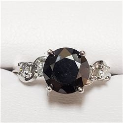 14) 10KT WHITE GOLD BLACK DIAMOND RING. SIZE 6.25