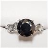 Image 1 : 14) 10KT WHITE GOLD BLACK DIAMOND RING. SIZE 6.25