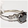 Image 2 : 14) 10KT WHITE GOLD BLACK DIAMOND RING. SIZE 6.25