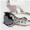 Image 3 : 14) 10KT WHITE GOLD BLACK DIAMOND RING. SIZE 6.25
