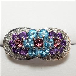 16)14KT WHITE GOLD NATURAL COLORED STONE & DIAMOND