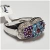 Image 2 : 16)14KT WHITE GOLD NATURAL COLORED STONE & DIAMOND