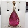 Image 1 : 17)14KT YELLOW GOLD PINK TOURMALINE & DIAMOND
