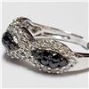 Image 4 : 18) 18KT WHITE GOLD BLACK DIAMOND RING. SIZE 7