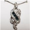 Image 1 : 19) 14KT WHITE GOLD GREEN DIAMOND PENDANT & CHAIN