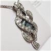 Image 2 : 19) 14KT WHITE GOLD GREEN DIAMOND PENDANT & CHAIN