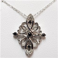 22) 18KT WHITE GOLD BLACK DIAMOND PENDANT WITH