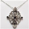 Image 1 : 22) 18KT WHITE GOLD BLACK DIAMOND PENDANT WITH