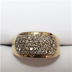 23) 14KT YELLOW GOLD DIAMOND RING. SIZE 4.5