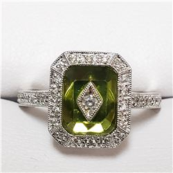 24) 14KT WHITE GOLD DIAMOND RING. SIZE 7