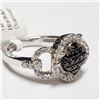 Image 2 : 26) 18 KT WHITE GOLD BLACK DIAMOND RING. SIZE 7.25
