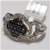Image 3 : 26) 18 KT WHITE GOLD BLACK DIAMOND RING. SIZE 7.25