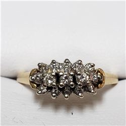 30) 14KT YELLOW & WHITE GOLD DIAMOND RING. SIZE 8