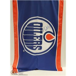 EDMONTON OILERS NHL TEAM FLAG SIGNED BY #9 GLENN